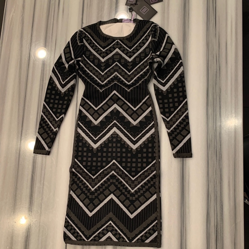 HERVE LEGER Long Sleeve Dress, S, NWT